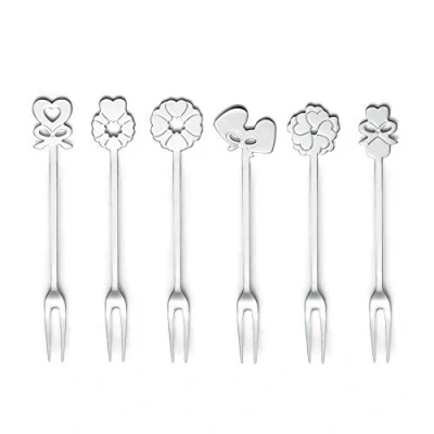 Afbeelding van Guzzini Set Of 6 Appetiser Forks Love Steel