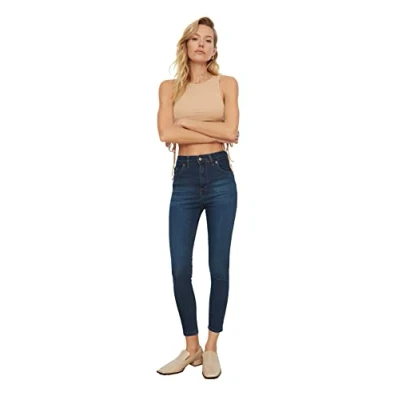 Afbeelding van Trendyol Marineblauwe Skinny Jeans Met Hoge Taille Twoaw21Je0450