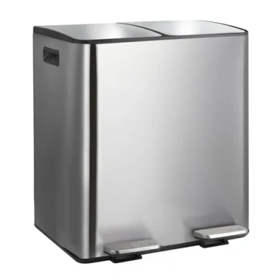 Afbeelding van Spirella Aliya Keukenpedaalemmer, afvalscheiding, roestvrij staal, 40 l (2 x 20 l), geborsteld