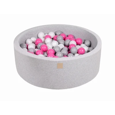 Afbeelding van Ronde Ballenbak set incl 200 ballen 90x30cm Licht Grijs Ballenbakje.nl Zwart Wit
