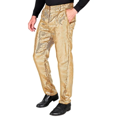 Afbeelding van Widmann Jaren 80 &amp; 90 Kostuum Oogverblindende Pailletten Broek Goud Man Small Carnavalskleding Verkleedkleding