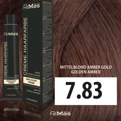Afbeelding van Femmas (7.83) Haarverf Middenblond Amber Goud 100ml