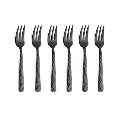 Afbeelding van Dessertvork Amefa Felicity Hammered Black (6 delig)