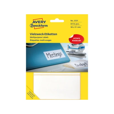 Afbeelding van Etiket Avery Zweckform 3331 98x51mm wit 84stuks