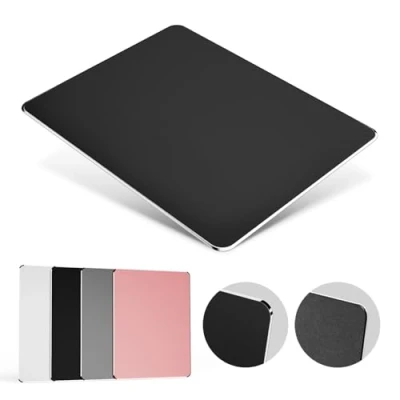 Afbeelding van HONKID aluminium metalen muismat gaming muismat, met glad precisieoppervlak en antislip rubberen basis voor laser/optische muis, zwart (23 x 18 0,2 cm)