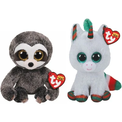 Afbeelding van Ty Knuffel Beanie Boo&quot;;s Dangler Sloth &amp; Christmas Unicorn