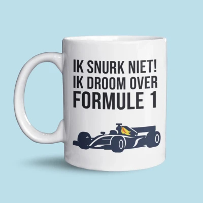 Afbeelding van NietMokken.nl Formule 1 mok ik snurk niet, droom over Grappige voor F1 fans Vaderdagcadeau 325ml keramiek Aan beide zijden bedrukt Vaatwasser en magnetronbestendig Kado papa