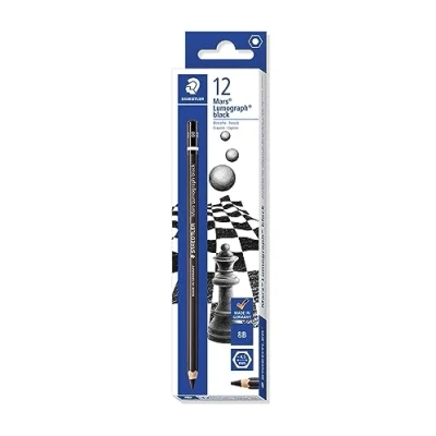 Afbeelding van STAEDTLER 100B 8B Mars Lumograph potlood Premium kwaliteit hardheid 8B, 12 stuks in kartonnen etui, zwart