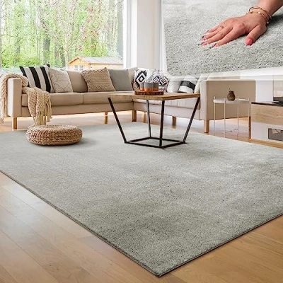 Afbeelding van Tapijt voor woonkamer Eenkleurig Wasbaar Zacht kortstondig pooltje, Maat:100x200 cm, Kleur:Zilver