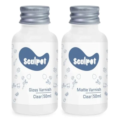 Afbeelding van 2 x 50 ml luchtdrogende klei glazuur kit, glanzende matte afwerking aan de lucht drogen, luchtdroge vernis om barsten, krassen en slijtage te voorkomen, met