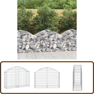 Afbeelding van vidaXL Schanskorf gewelfd 100x30x60/80 cm gegalvaniseerd ijzer