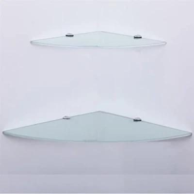Afbeelding van Euro Tische glazen hoekrek 25 x cm, wandrek voor badkamer, doucheplank badkamerrek met 6 mm ESG veiligheidsglas, verschillende maten (gesatineerd wit)