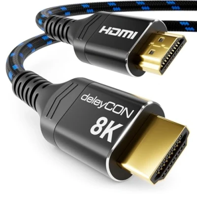 Afbeelding van deleyCON 2m 8K HDMI 2.1 Kabel (48G, ULTRA Highspeed) 8K@60Hz 4K@120Hz 2K@144Hz/165Hz EARC HDCP 2.3/2.2 Compatibel met DTS:X Dynamic HDR Dolby Atmos TV PS5 Xbox Soundbar Monitor Zwart Blauw