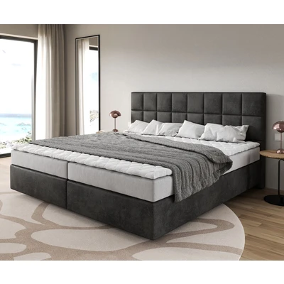 Afbeelding van DELIFE Boxspringbed Dream Fine microvezel antraciet vintage 200x200 cm Bonell matras PU topper