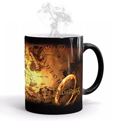 Afbeelding van Ariycaz Koffiekopjes, De Heer Ringen Warmtegevoelige Keramische Koffiekopjes Magic Mokken Perfect Nieuwigheid Cadeau / Vadercadeau 350 ml (12oz)..