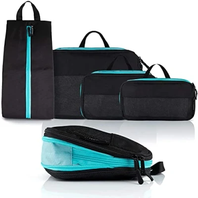 Afbeelding van Atacama Packing Cubes Set Compression Travel Organizer Bag Zwart Kledingtassen 4 delige Compressie Backpack