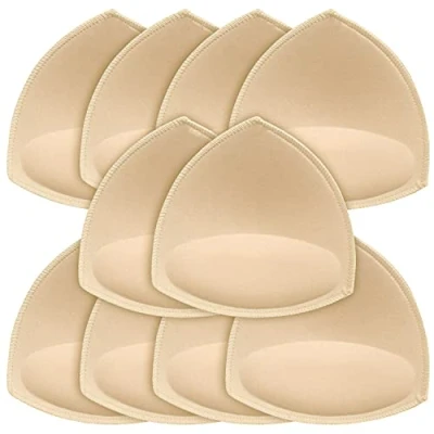 Afbeelding van SKENGWEL 5 paar vrouwen Driehoek BH Pads Inserts Verwijderbare Push Up Sport Cups Vervangingen Voor Bikini Top Badpak, Beige C/D