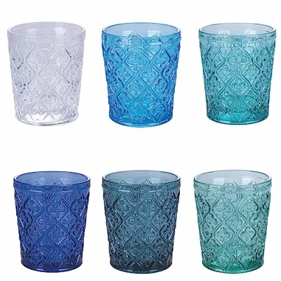 Afbeelding van Villa d&#039;Este Home Tivoli Set van 6 waterglazen 325 ml glas met gestructureerd oppervlak Marrakesh Ocean
