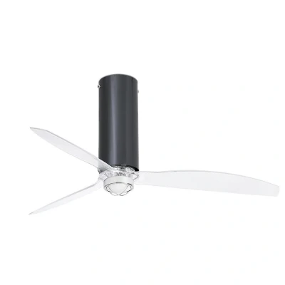 Afbeelding van Faro Lighting Buis LED Glanzend Zwart, Transparante Plafondventilator met DC Motor, 3000K
