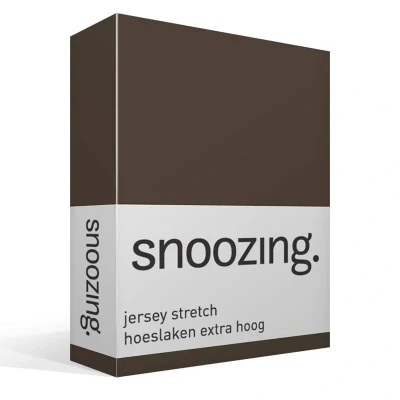 Afbeelding van Snoozing Jersey Stretch Hoeslaken Extra Hoog Tweepersoons 140/150x200/220 cm Bruin