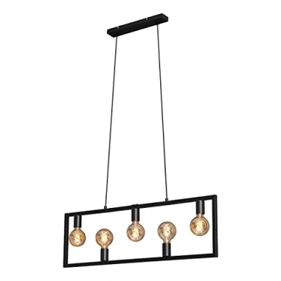 Afbeelding van BRILONER Hanglamp, Hanglamp retro, vintage, 5x E27, max. 40 Watt, Eetkamerlamp, Metaal, Zwart, 980x1500mm (LxH)
