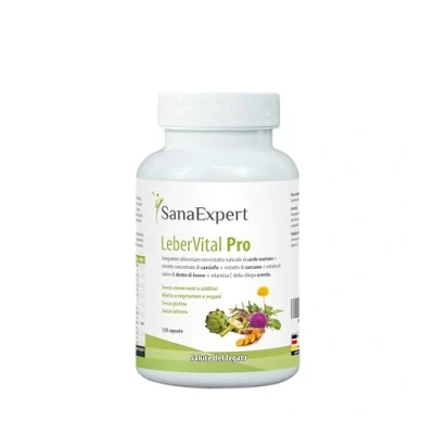 Afbeelding van SanaExpert LiverVital Pro, voedingssupplement voor lever en gal, melkdistel curcuma paardebloem artisjok acerola, leververvetting, 120 capsules (1)