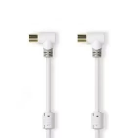 Afbeelding van Nedis Csbw40010Wt10 Coaxkabel 100 Db Iec (Coax) Male Gehoekt Female 1,0 M Wit