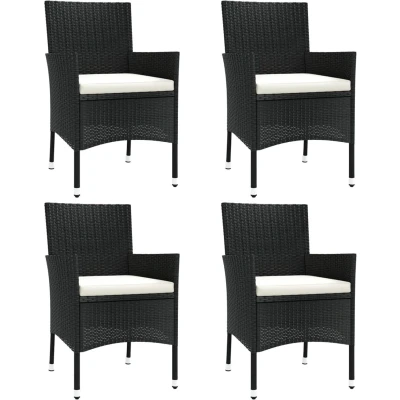 Afbeelding van vidaXL Tuinstoelen 4 st met kussens poly rattan zwart