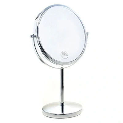 Afbeelding van Tuka staande spiegel 7 voudige vergroting, 20 cm cosmetische 360 draaibaar. Verchroomde make up scheerspiegel tafelspiegel badkamerspiegel, dubbelzijdig: normaal + 7x