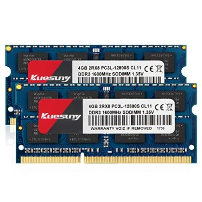 Afbeelding van Kuesuny 8GB Kit (2X4GB) DDR3L/DDR3 1600MHz Sodimm Ram PC3L/PC3 12800S 12800 1.35V/1.5V CL11 204 Pin 2RX8 Dual Rank Non ECC Unbuffered Memory Ideaal voor notebook laptop upgrade