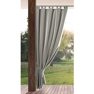 Afbeelding van Eurofirany GARDEN, buitengordijn met lusgordijn, 1 stuks, afneembare lussen, zonwering, inkijkbescherming, winddicht, waterdicht, voor paviljoen, terras, pergola, 155x260 cm, lichtgrijs