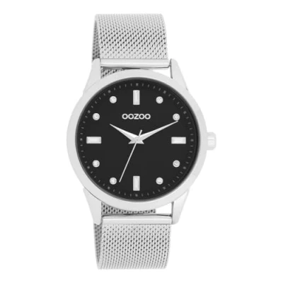 Afbeelding van zilverkleurige OOZOO horloge met metalen mesh armband C11356