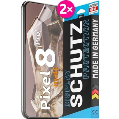 Afbeelding van S.E Folie, voor Google Pixel 8 Pro, mat ontspiegeld, 2 x full screen, positioneringshulp, Pro beschermfolie, matte displayfolie, beschermfolie uit Duitsland