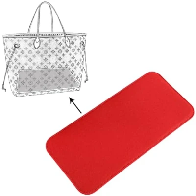 Afbeelding van Doxo vilten organizer voor tas, inzet maat L, met ritsvak, geschikt Speedy en Neverfull MM, rood. Maat: L