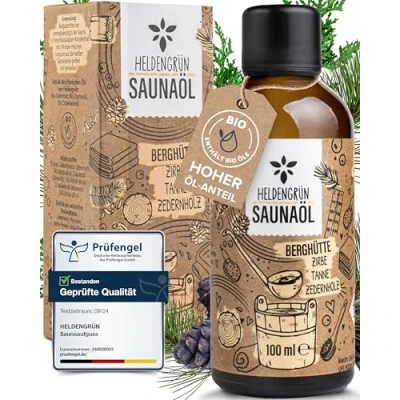 Afbeelding van Heldengrün biologische sauna infusie, bos, berghut [echte oliën, 3 geuren] olie met arven, dennenhout en cederhout natuurlijke opgietmiddel etherische