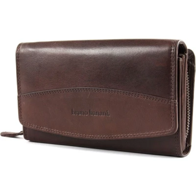 Afbeelding van bruno banani Leren Portemonnee Lavato Wallet with Flap Brown Bruine