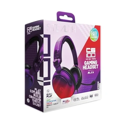 Afbeelding van STEALTH C6 100 gamingheadset STRIKE rood en paars, multiplatform, werkt met Xbox, PS, Switch, pc, mobiel tablet