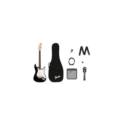 Afbeelding van Fender Squier Debut Series Stratocaster Elektrische gitaarkit Inclusief accessoires: Standaard Grote Frontman 10G Gewatteerde Gigbag Schouderriem Gitaar 3 m kabel FT 1