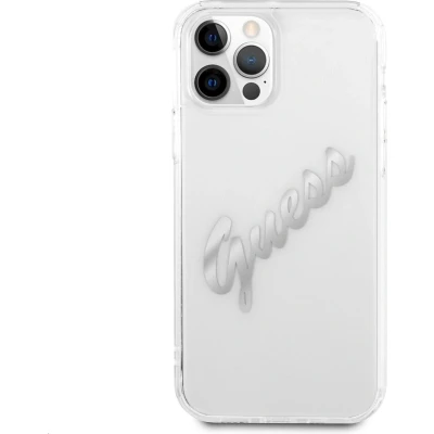 Afbeelding van Guess Vintage Transparent Back Case Geschikt voor Apple iPhone 12/12 Pro (6.1&quot;) Zilver