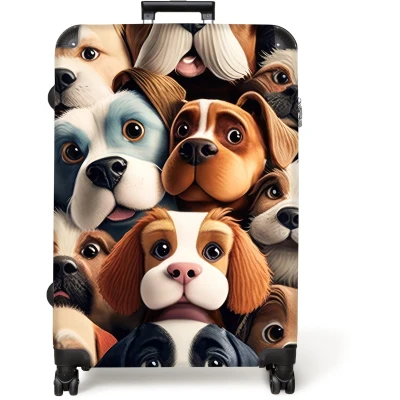 Afbeelding van NoBoringSuitcases.com® Koffer groot Reiskoffer lichtgewicht Hond Patronen Dieren Bruin Meisje Jongen Rolkoffer met 4 wielen Grote trolley XL 98 liter bagage