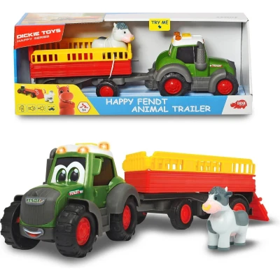 Afbeelding van Dickie Toys ABC Fendt dieren tractor en trailer, vrijloop, licht geluid, inclusief batterijen, vanaf 1 jaar