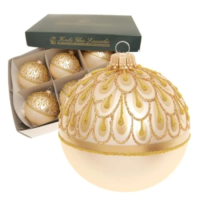 Afbeelding van Krebs glas Lauscha Kerstdecoratie/kerstboomversiering van glazen bol gouden regen kleur: goud satijn hoeveelheid: 6 stuks afmetingen: ca. 8 cm