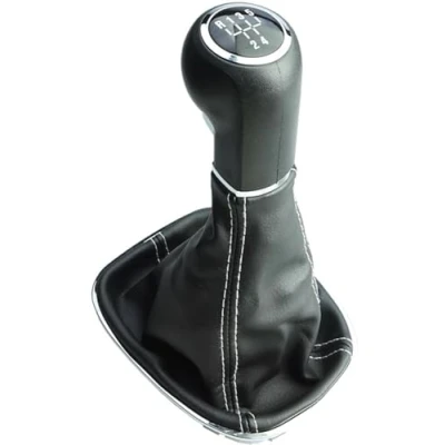 Afbeelding van Versnellingspook + schakelzak met witte naad frame 5 versnellingen compatibel/reserveonderdeel voor Opel Corsa D E Adam, SSR_OP383_5G_WN