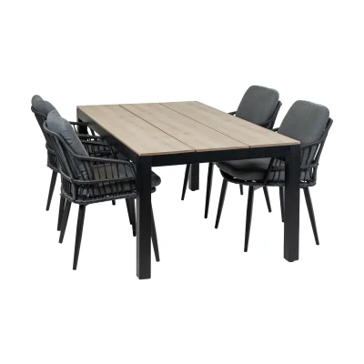 Afbeelding van 4 Seizoenen Tuinmeubelen 5 delige tuinset Isabel tuinstoelen 180cm Cyprus tuintafel