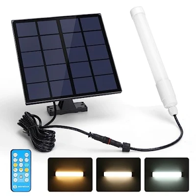 Afbeelding van Aigostar Zonnelampen 50W outdoor solar light met afstandsbediening IP65, Zonnebuis T8 instelbare kleurtemperatuur 3000K/4000K/6500K 3M kabel
