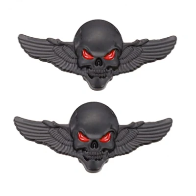 Afbeelding van 2 Stuks Schedel Embleem Auto Sticker Accessoires Van Toepassing op Alle Voertuigdeuren Lichaamsbagage en Andere Items(ZWART)