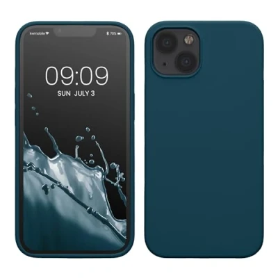 Afbeelding van kwmobile telefoonhoesje geschikt voor Apple iPhone 13 Hoesje met siliconen coating Smartphone case in petrol