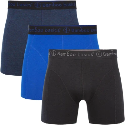 Afbeelding van Bamboo Basics 3 PACK Boxerbriefs, Heren, Maat: Small, Jeans melange navy black