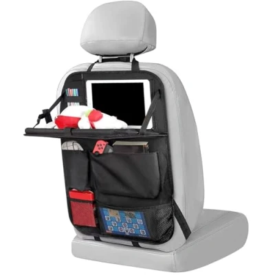 Afbeelding van Eckerdromk Autostoelorganizer, grote rugleuningbescherming, voor kinderen, multifunctioneel, waterdicht, achterbank organizer met klaptafel, tabletvak en veel meer