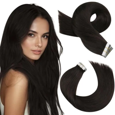 Afbeelding van Moresoo Menselijk Haar Extensies Tape in 45 cm Bruin Onzichtbare Haarextensies Donkerst Echt 20 Stuks/50g #2